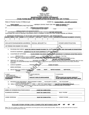 Fillable Online Worthless Check Affidavit State Attorney S Fax Email