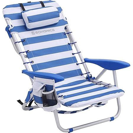 SONGMICS Silla de Playa Portátil Plegable Aluminio con Almohada