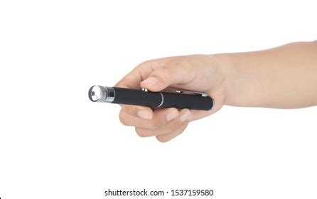 Hand Holding Laser Pointer Pen Isolated Stock Photo