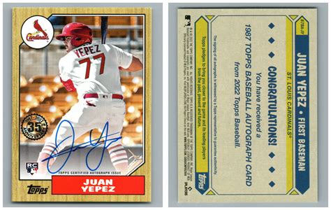 Topps Baseball Auto Autograph On Card Rc Ba Jy Juan Yepez