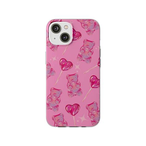 Cute Gummy Bear Pink Aesthetic Modern Y2k Style Flexi Cases Etsy