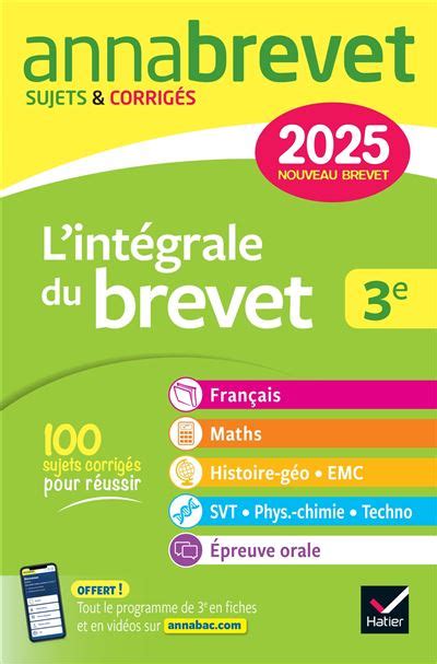 Annales du brevet Annabrevet 2025 L intégrale du Brevet 3e tout en un