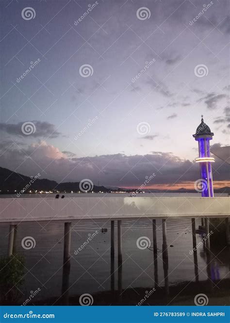 Cloudy Sky and a Quiet Beach at Dusk Stock Image - Image of quiet