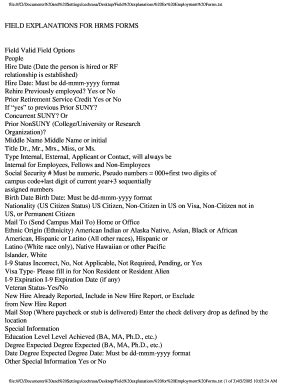 Fillable Online Rf Buffalostate Field Explanations For Hrms Forms Field