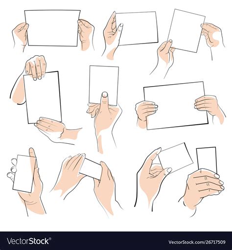 Hands holding objects or paper edges isolated Vector Image