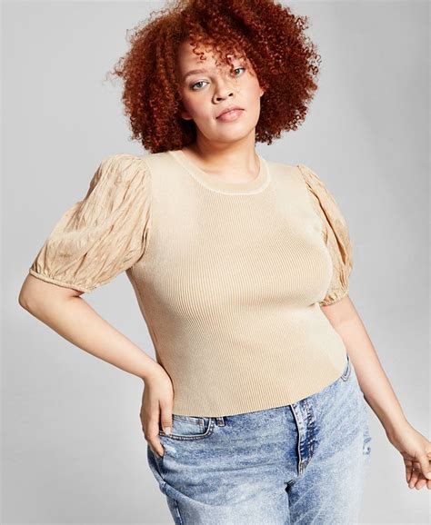 And Now This Trendy Plus Size Puff Sleeve Top Macys