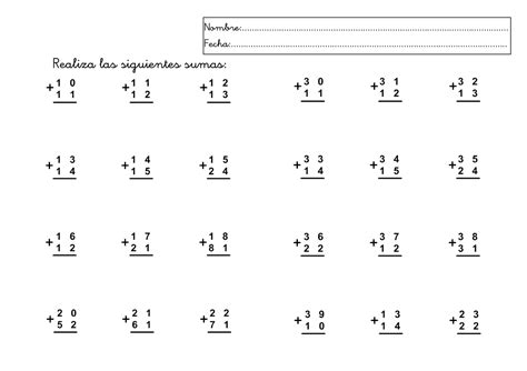 Worksheet Sumas Y Restas