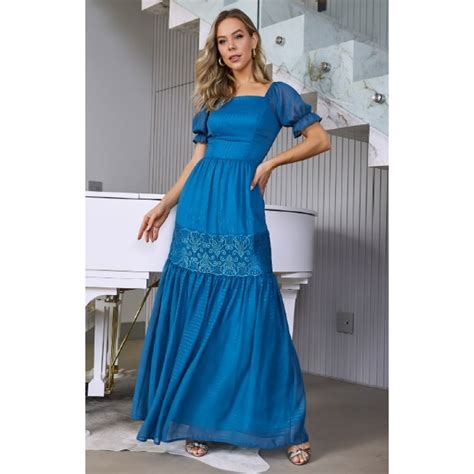 Vestido Em Crepe Luciana Azul Tata Martello