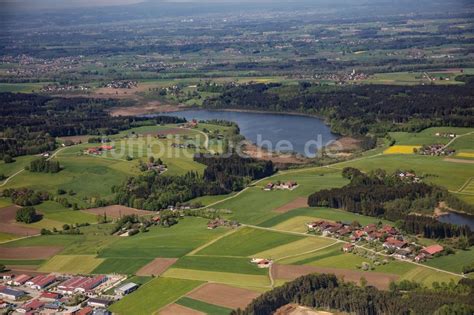 Bad Aibling von oben Uferbereiche des Sees Hofstätter See in Bad