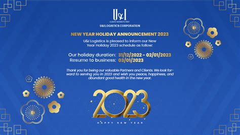 New Year Holiday Announcement 2023 - LOGISTICS U&I