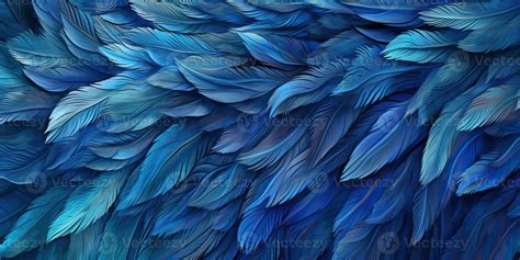 Photo Realistic Illustration Of Blue Soft Feathers Pattern Background