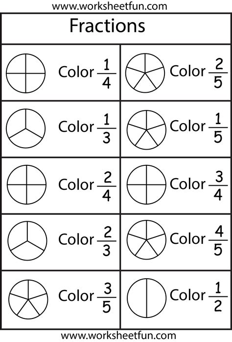 Colouring In Fractions Worksheets