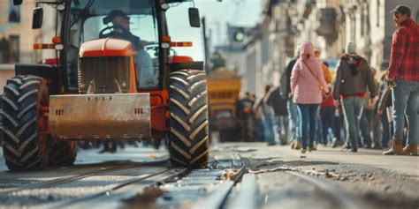 Premium Photo Farmers Blocked Traffic With Tractors During A Protest