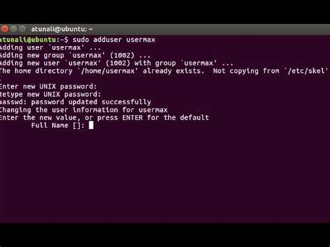 Linux Ubuntu Basics Benutzer erstellen über das Terminal YouTube