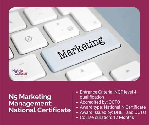 N5 Marketing Management National Certificate Matric College