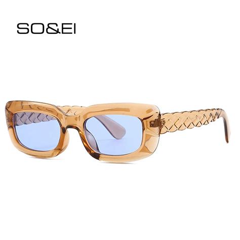 So And Ei Mode Kleine Rechteck Sonnenbrille Frauen Retro Blau Rosa Shades