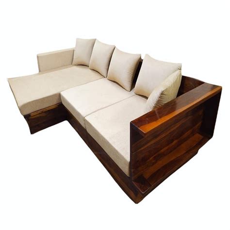 Seater Velvet Sheesham Wood L Shape Sofa Set Without Lounger At Rs