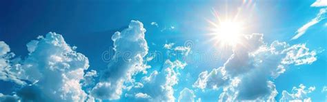 Vibrant Blue Sky And Sunshine Panorama Banner Background Stock