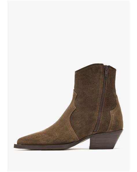 Alpe Addax Tan Suede Western Ankle Boots In Brown Lyst