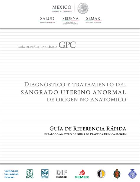 Rr Sangrado Uterino Anormal GuÍa De PrÁctica ClÍnica Gpc Diagnóstico