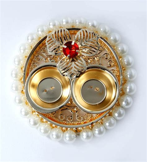 Buy Golden Metal Ring Haldi Kumkum Box By Itiha Online Haldi Kumkum