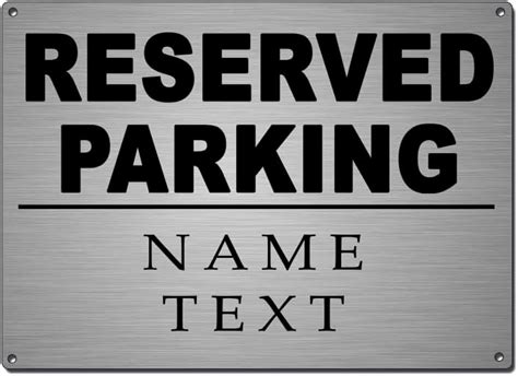 Personalised Aluminium Reserved Parking Sign 28cm X 20cm Brushed Silver