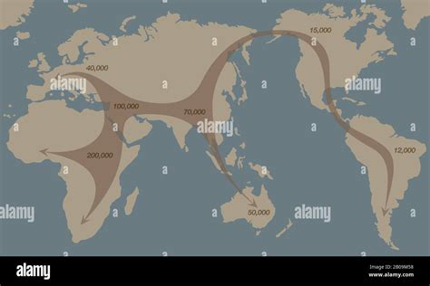 Early human migration world map. Global spread of humankind from africa ...