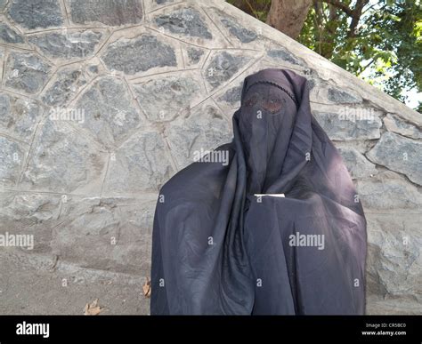 muslim woman dressed   burka  traditional area  srinagar jammu