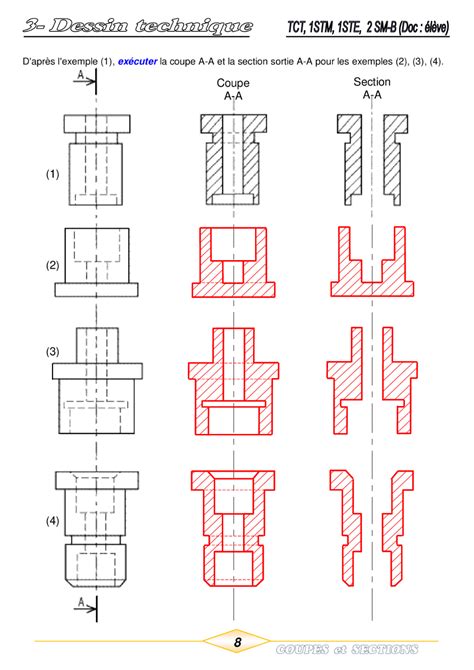 Coupes Et Sections Corrig D Exercices Alloschool Dessin