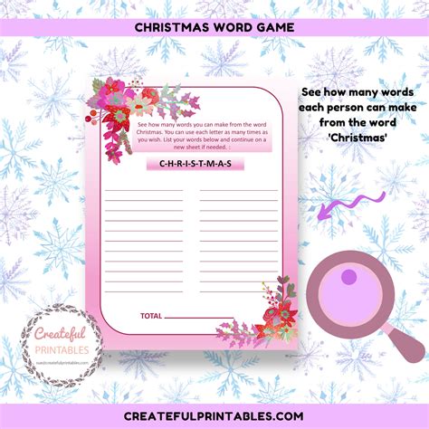 Christmas Word Game, Printable Christmas Family Game, Holiday Game ...