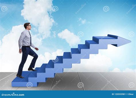 The Businessman Climbing Career Ladder In Business Concept Stock Image