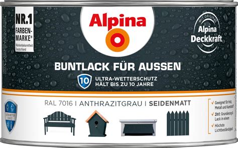 Alpina Buntlack F R Aussen Anthrazit Seidenmatt Ml Kaufen Bei Obi