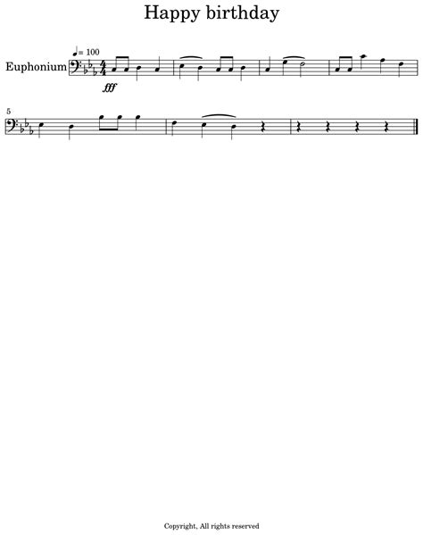 Happy Birthday Sheet Music For Euphonium