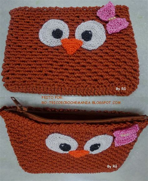 Necessaire Porta Maquiagem Corujinha Em Crochet Necessaire De