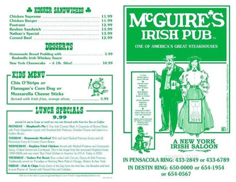 Menu Of Mcguires Irish Pub And Brewery In Pensacola Fl 32502