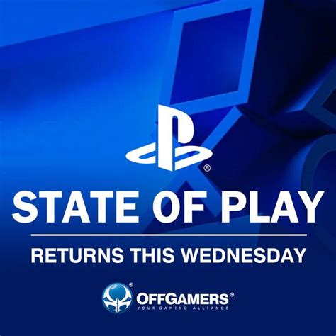 The State Of Play Logo On Top Of A Blue Background With Text That Reads