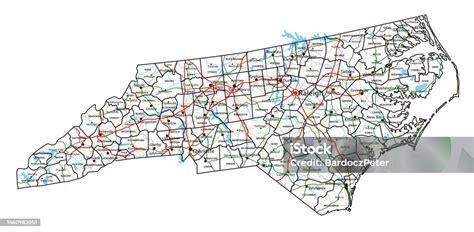 North Carolina Road And Highway Map Vector Illustration Stock ...