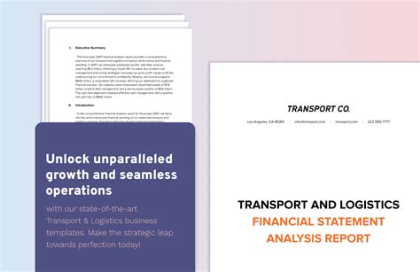 Transport And Logistics Financial Statement Analysis Report Template In