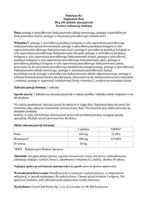 Pentokan K+ - 20 tabletek musujących | Coral Club - oficjalna strona ...