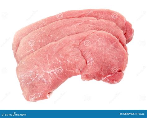 Carne De Porco Crua Fina Fatias De Carne De Porco Isoladas Em Fundo