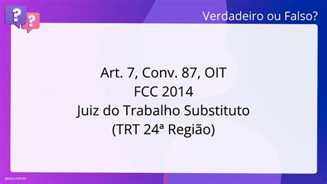 Qscon Direito Art Conv Oit Fcc Juiz Do Trabalho