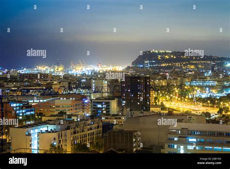 Barcelona skyline night hi-res stock photography and images - Alamy