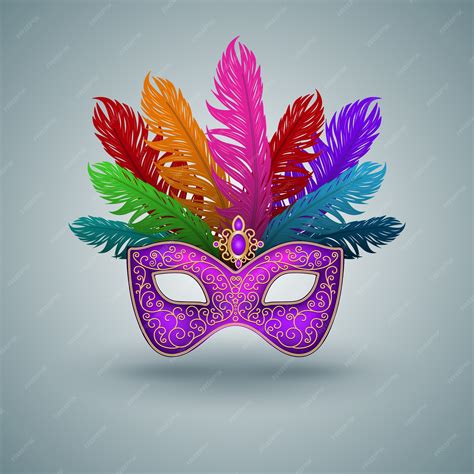 Premium Vector Carnival Mask With Feather