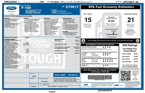 Window Sticker For 2012 Ford F 150 4 Wd Super Crew