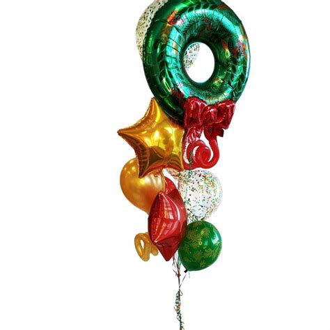 Bouquet De Ballons Couronne De Noël 30 Po Étoiles Et Confettis Chant