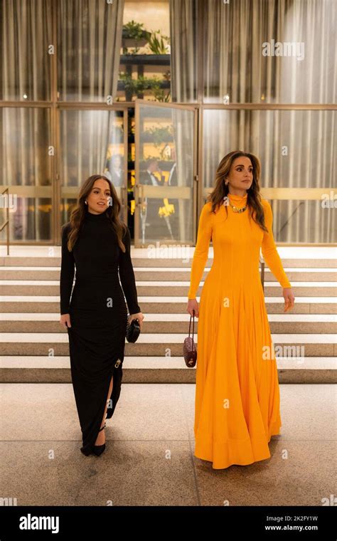 Queen Rania Al Abdullah Of Jordan Center And Her Daughter Princess