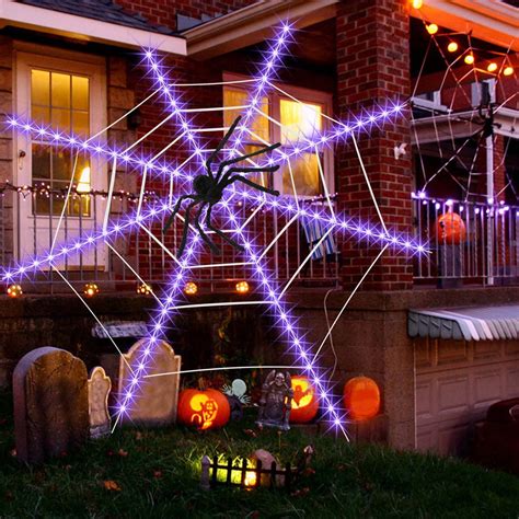 Halloween Decorations Spider Web Lights with Spider, 120 LED Light 12 ...