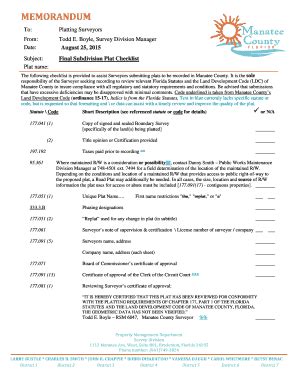 Fillable Online Mymanatee Plat Checklist Mymanatee Org Fax