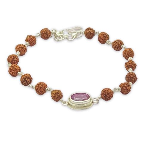 Rudraksha And Ruby Gem Bracelet For Zodiac Sign Leo Sinh Rashi