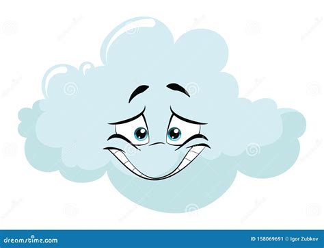 Cartoon Cloud With A Face Vector Illustration For A Weather Forecast